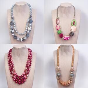 Vintage Necklace Lot Bundle of 4 Funky Chunky Statement Necklaces